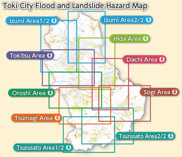 地図：Toki City Flood and Landslide Hazard Map