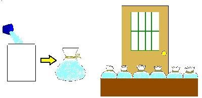 イラスト：ゴミ袋で水のうを作るイメージ図