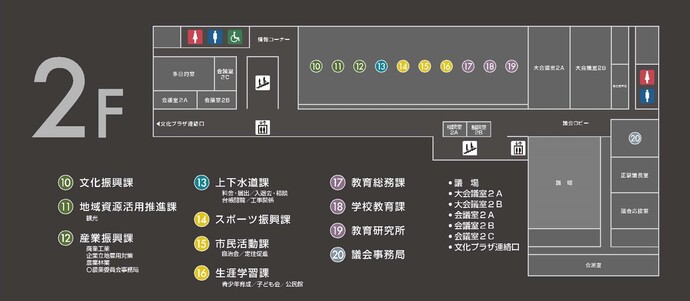 イラスト：庁舎2階案内図