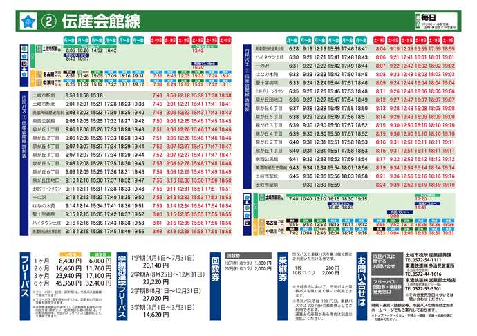 イラスト：伝産会館線運行表