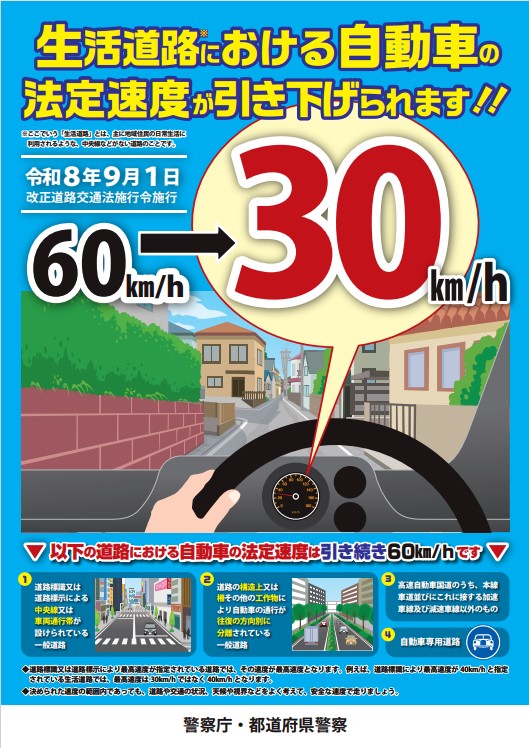 法定速度30キロ引き下げ