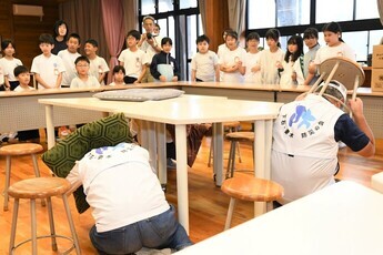 防災学習　妻木小学校